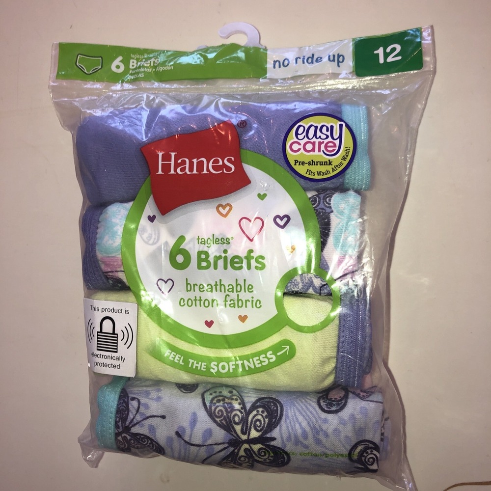 Hanes Girls Size 12 Cotton Brief Panties - 6 pack   NEW
